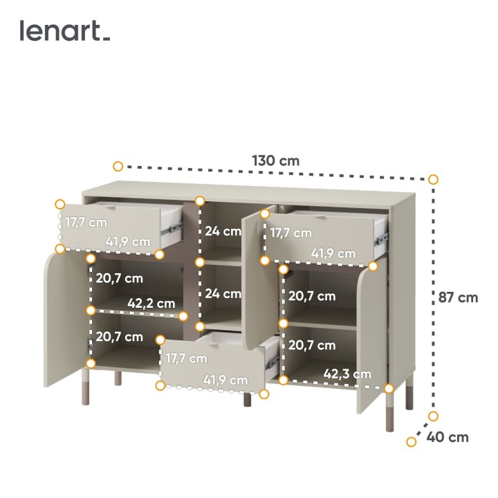 wymiary komody Harmony dla dziewczynki