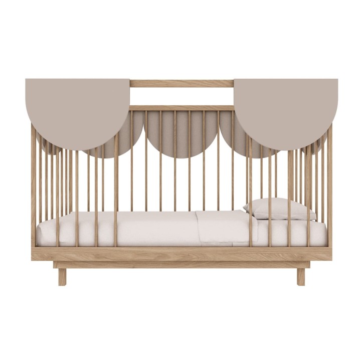 Łóżeczko Bloom 140×70 kaszmir/dąb dla niemowlaka i starszego dziecka