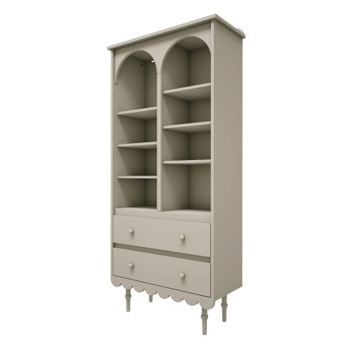 regał Babushka oliwkowy w stylu retro