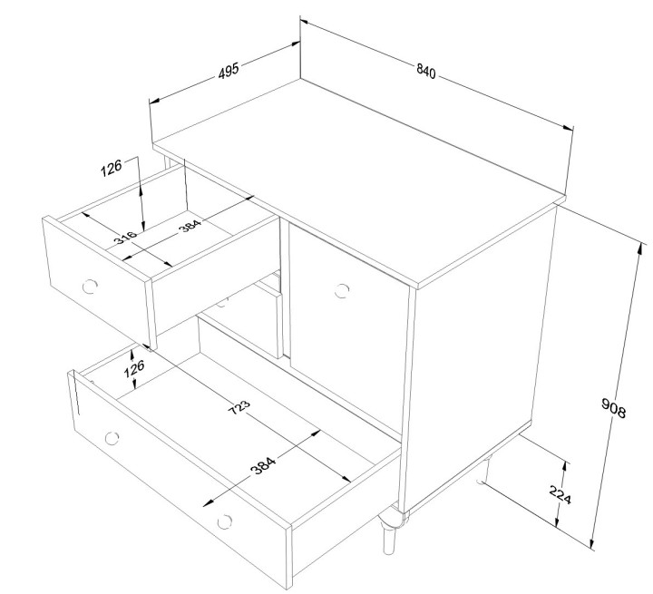niska komoda dla dziewczynki Babushka oliwkowa - wymiary