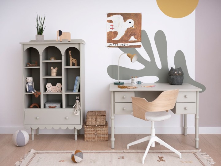 Biurko i regał Babushka w stylu retro w kolorze oliwkowym