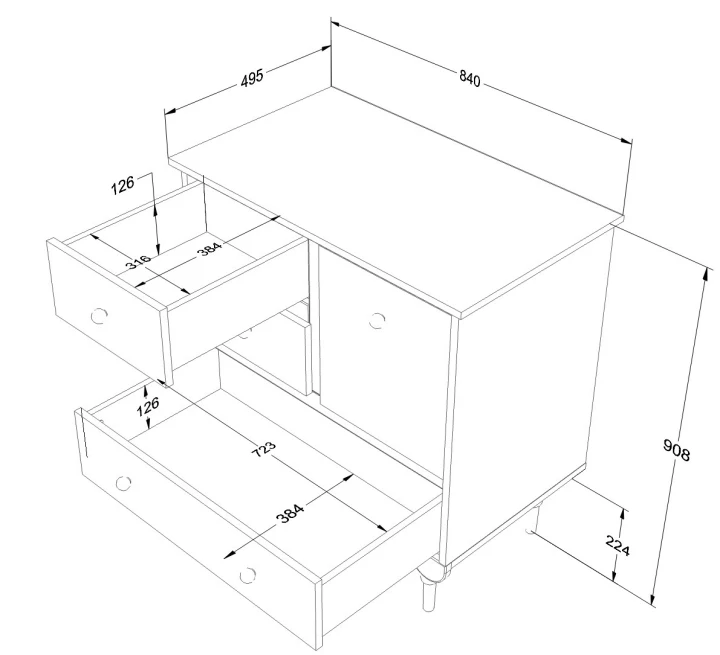 wymiary komody niskiej Babushka