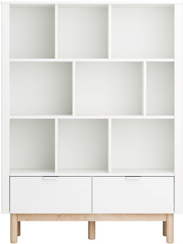 biały regał Miloo z szufladami i półkami