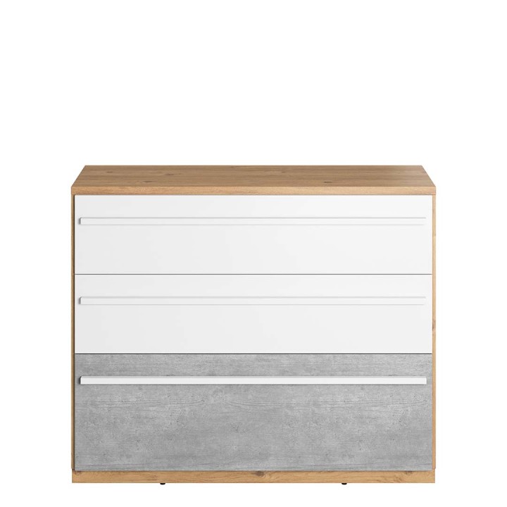 Komoda młodzieżowa Plano 110 cm z trzema szufladami - front