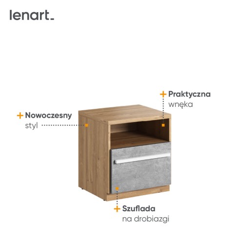 Szafka nocna Plano z wnęką i szufladą – najważniejsze cechy