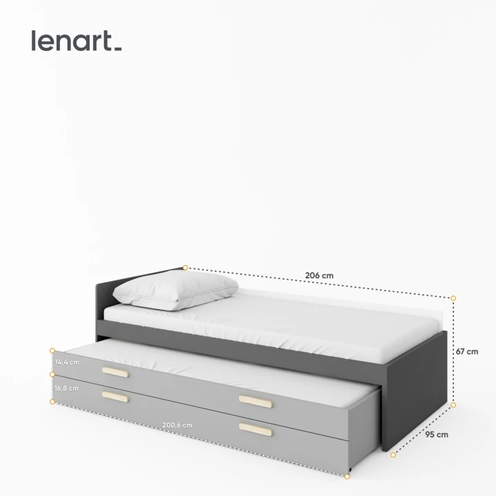 szuflada z materacem Pok do łóżka młodzieżowego - wymiary