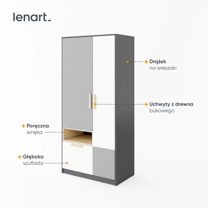 funkcjonalna szafa dwudrzwiowa Pok - najważniejsze cechy