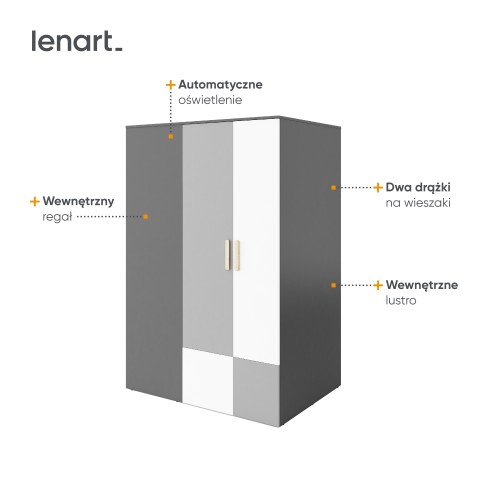 szafa garderoba Pok prawa z lustrem - szczegóły