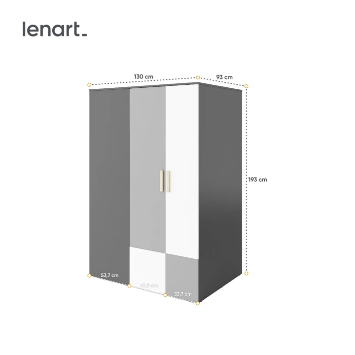 szafa garderoba Pok prawa z lustrem - wymiary