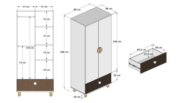 szafa dziecięca Cocolo kaszmir - wymiary