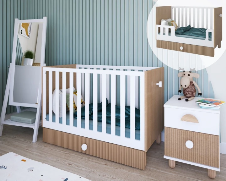 meble dziecięce Cocolo białe – łóżeczko z szufladą