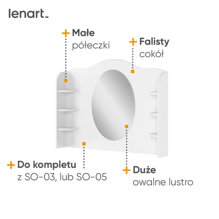 Toaletka dla dziewczynki Story z lustrem i półeczkami - szczegóły