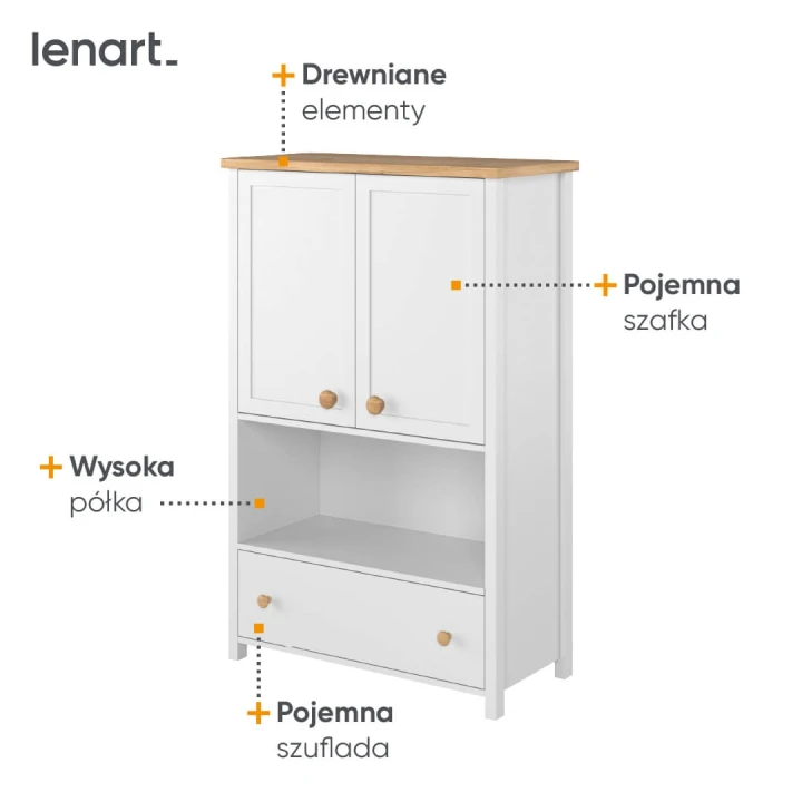 Szafka wysoka z półką i szufladą Story - szczegóły