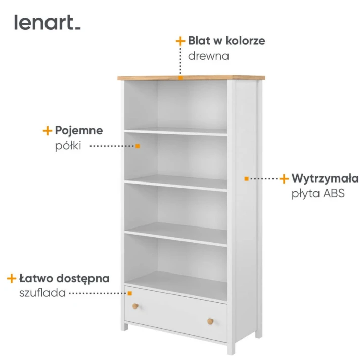 regał z półkami i szufladą Story - detale