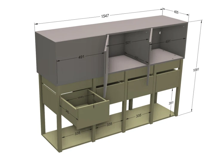 Komoda Tweens eukaliptus - wymiary