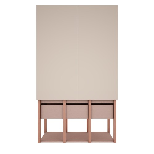 Szafa Tweens róż z frontami w kolorze piaskowego beżu i detalami koralowymi.