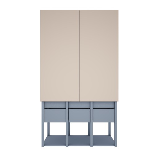 Szafa Tweens niebieska z beżowymi frontami – szafa młodzieżowa do pokoju chłopca