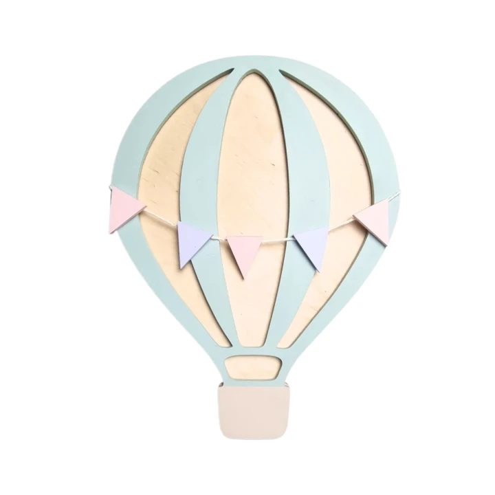 drewniana lampka LED w kształcie balonu niebieskiego do pokoju dziecka