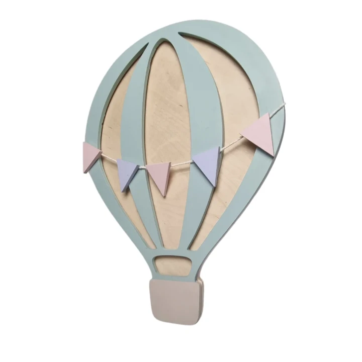 lampka nocna dziecięca balon niebieski z chorągiewkami