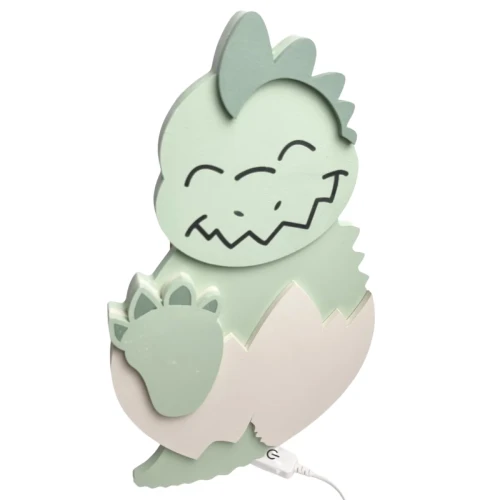 drewniana lampka LED w kształcie dinozaura do pokoju dziecka