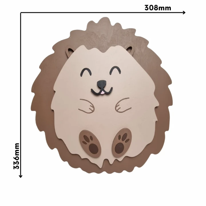 drewniana lampka LED jeż do pokoju dziecka - wymiary