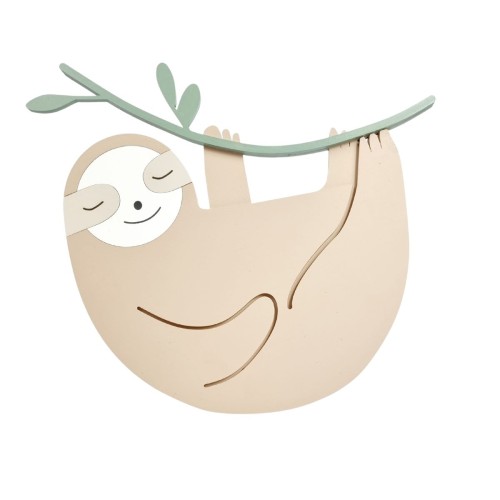 drewniana lampka LED leniwiec do pokoju dziecka