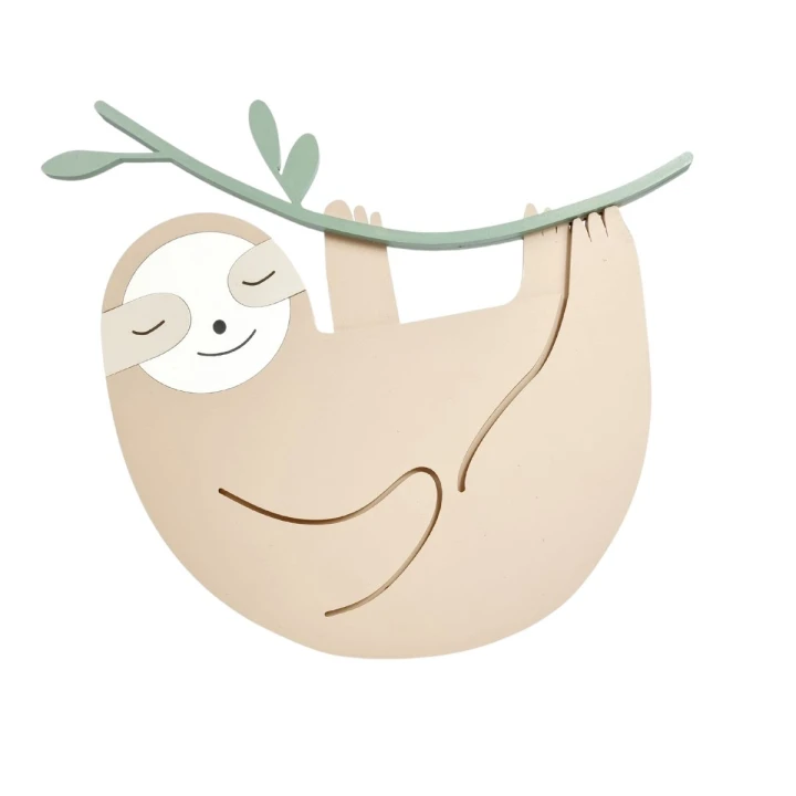 drewniana lampka LED leniwiec do pokoju dziecka