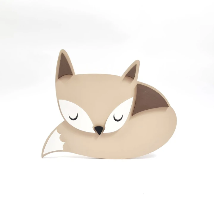 drewniana lampka LED lisek do pokoju dziecka