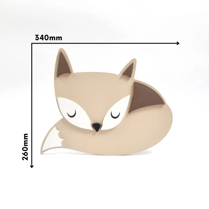 drewniana lampka LED lisek do pokoju dziecka - wymiary