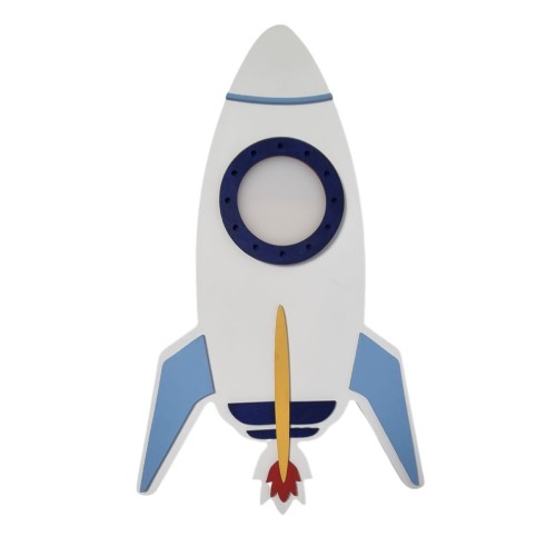 lampka LED rakieta biało-niebieska – designerskie oświetlenie dziecięcego pokoju