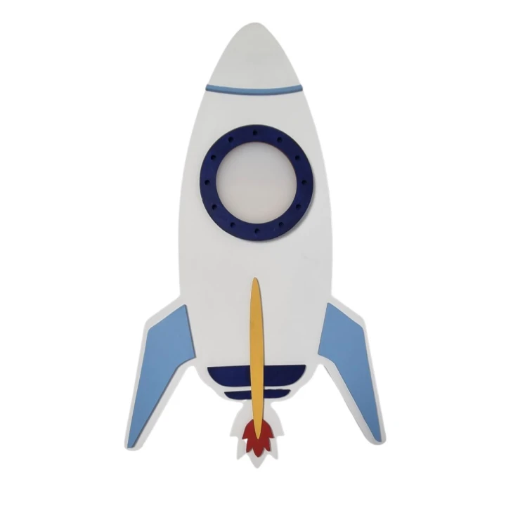 lampka LED rakieta biało-niebieska – designerskie oświetlenie dziecięcego pokoju