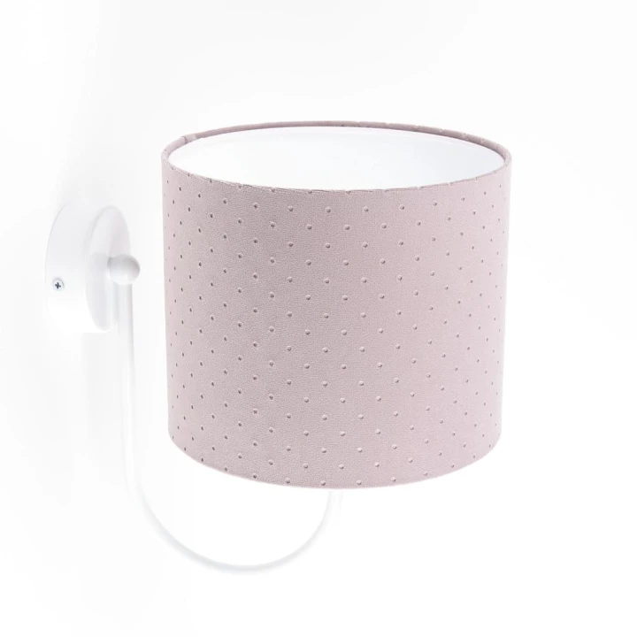 Różowa lampa ścienna dziecięca z abażurem pikowanym