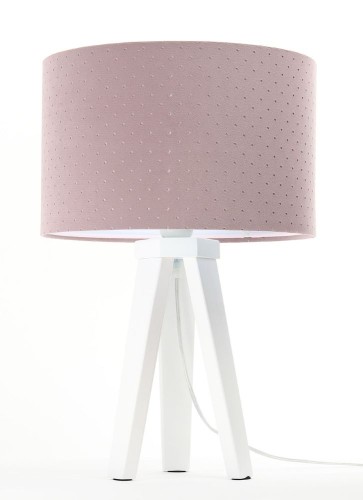 Lampka na biurko Jasmin pudrowy róż z drewnianą podstawą