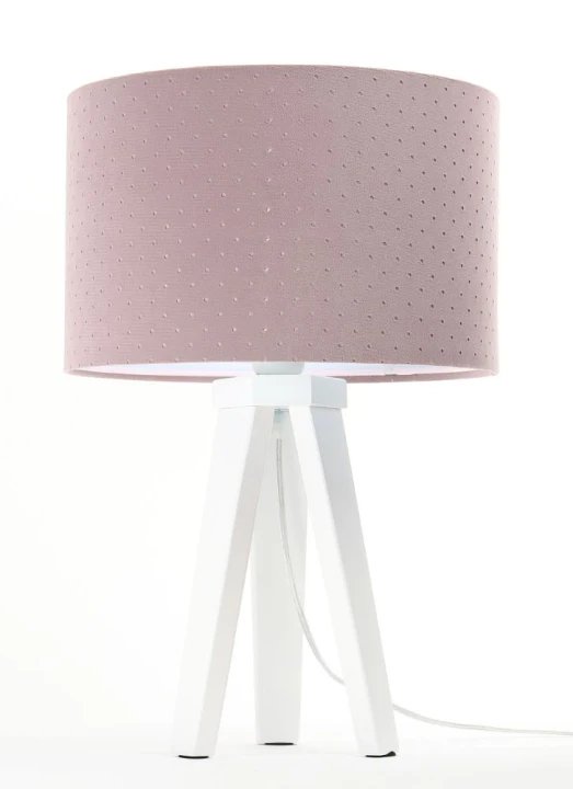 Lampka na biurko Jasmin pudrowy róż z drewnianą podstawą