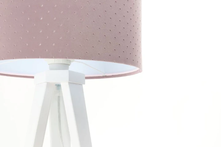 Różowa lampka nocna dziecięca z abażurem pikowanym - detal