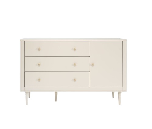 Komoda Petite w kolorze szampańskim z możliwością montażu lewego lub prawego