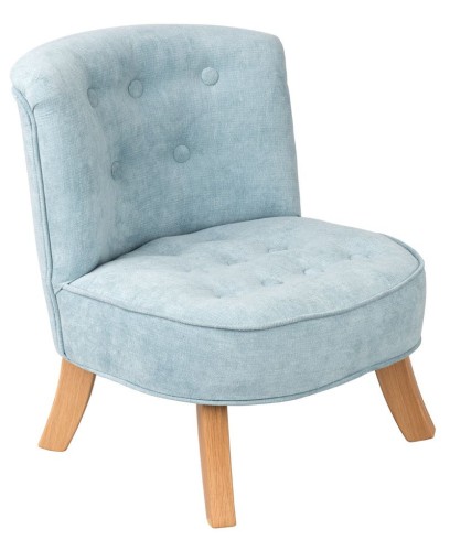 Fotel dziecięcy w kolorze brudnego błękitu z welurowym obiciem