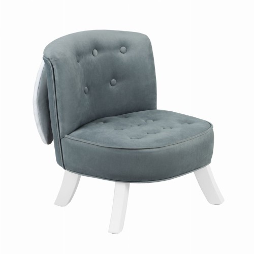 Fotel uszak dla dziecka z uszami i ogonkiem, nogi krótkie białe