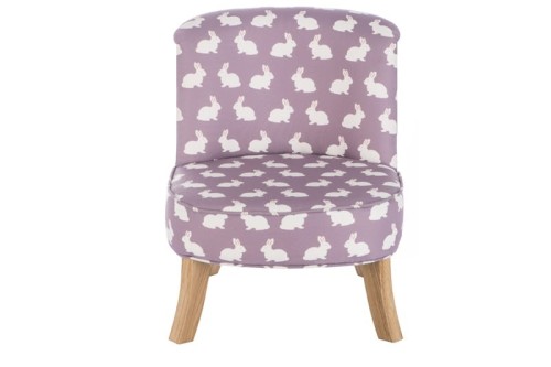 Mini fotel dziecięcy lila w białe króliki
