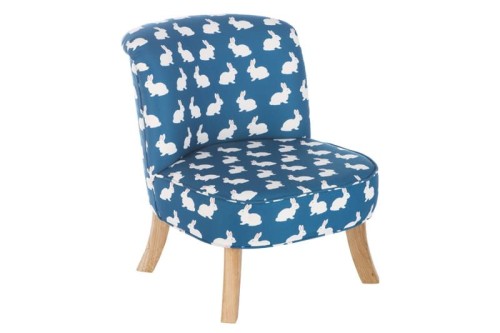 Fotel do pokoju dziecka Królik Granat z nadrukiem króliczków