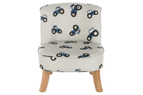 Fotel dla chłopca do pokoju dziecięcego z nadrukiem pojazdów