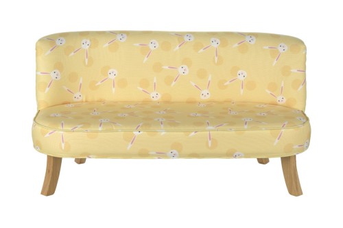 Sofa do pokoju dziecka w cytrynowym kolorze z uszami króliczka