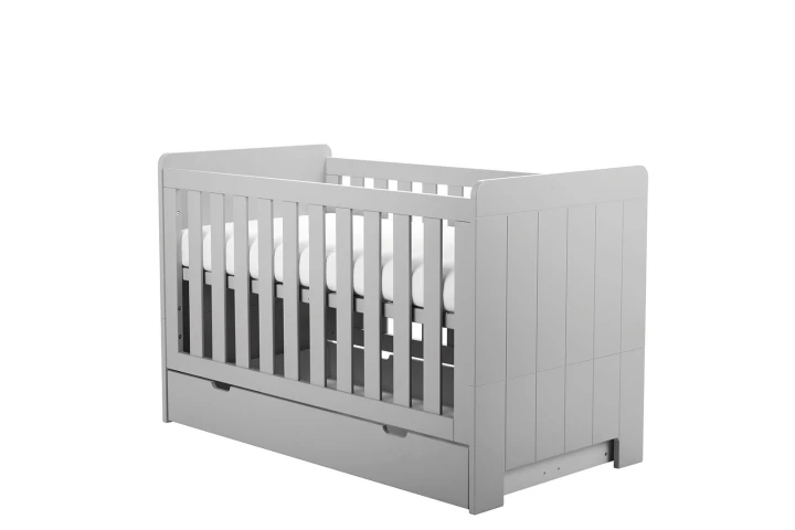 Łóżeczko Calmo 2 w 1 140×70 szare z szufladą