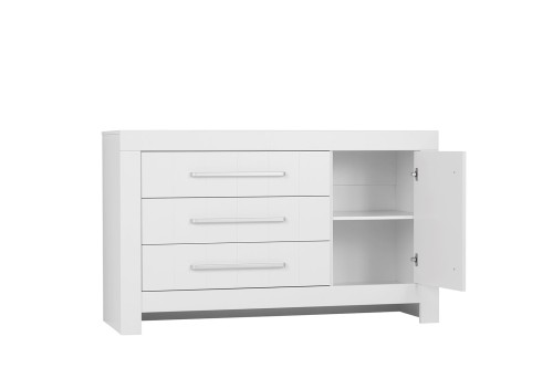 Biała komoda Calmo z regulowaną półką i systemem cichego domyku