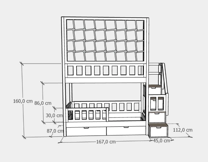 Wymiary łóżka piętrowego 80x160 cm
