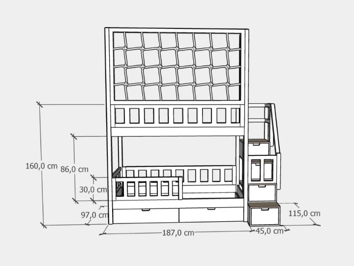 Wymiary łóżka piętrowego 90x180 cm