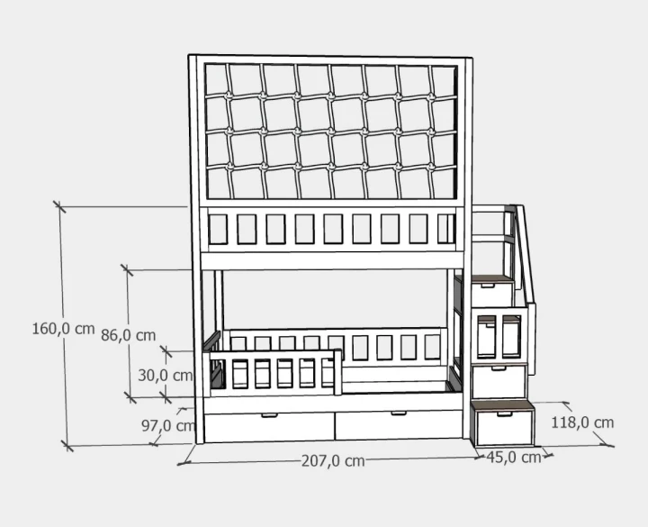 Wymiary łóżka piętrowego 90x200 cm