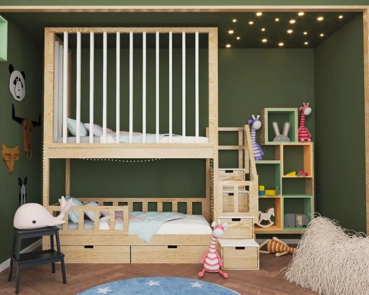 Młodzieżowe łóżko piętrowe z lamelami
