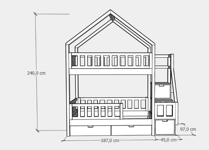 Wymiary łóżka piętrowego 90x180 cm