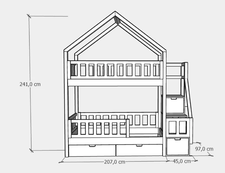 Wymiary łóżka piętrowego 90x200 cm